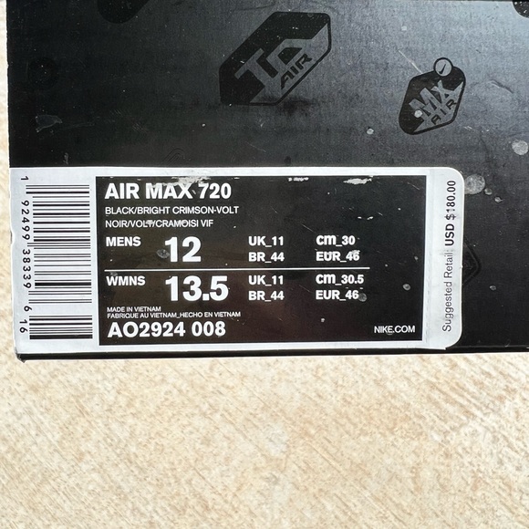 2019 Air Max 720 GS ‘Black Volt’ Men’s size 12/Women’s 13.5 - Picture 6 of 6